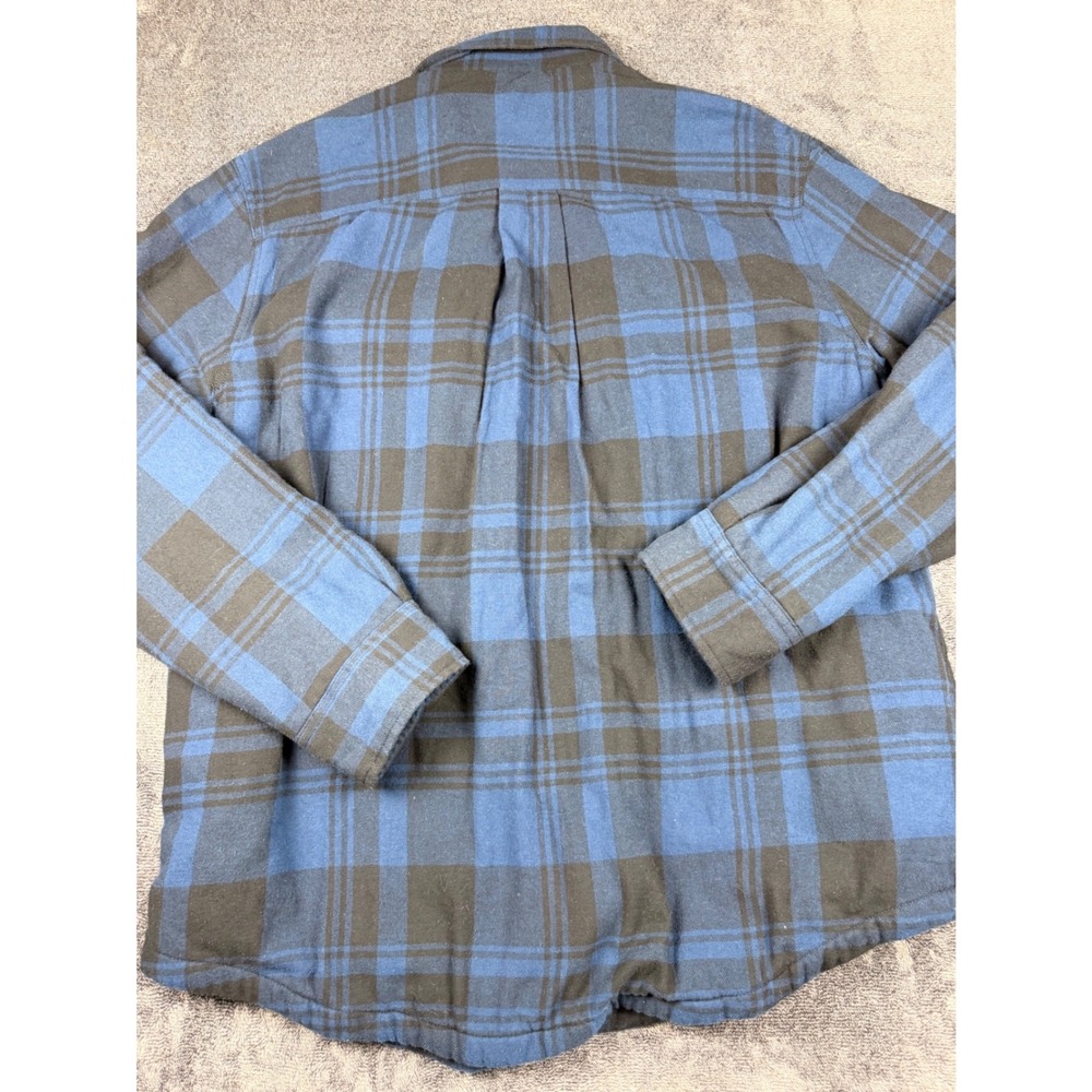 Field & Stream Mens Blue Black Plaid Fleece Lined Flannel Zip Shirt Shacket LG - Picture 9 of 9